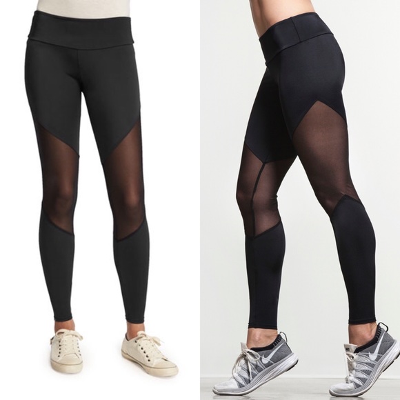 Onzie Pants - Onzie Black Mesh Panel Track Legging Tights XS